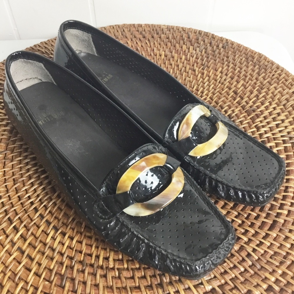 Vintage Stuart Weizmann Loafer Flats Patten Leather Tortoiseshell Shoes Size 7M